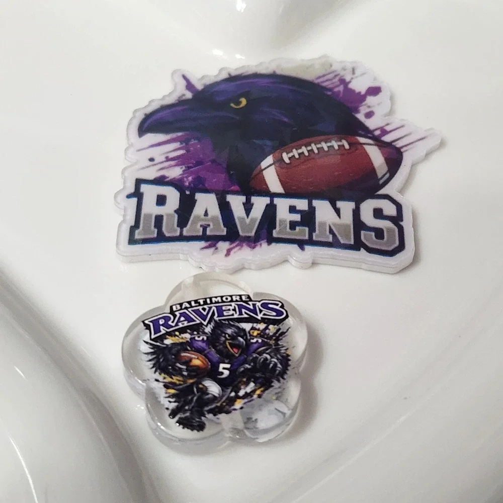 Football Flatback Focal Bead  Badge Keychain Jewelry Making Flats Acrylic Rav